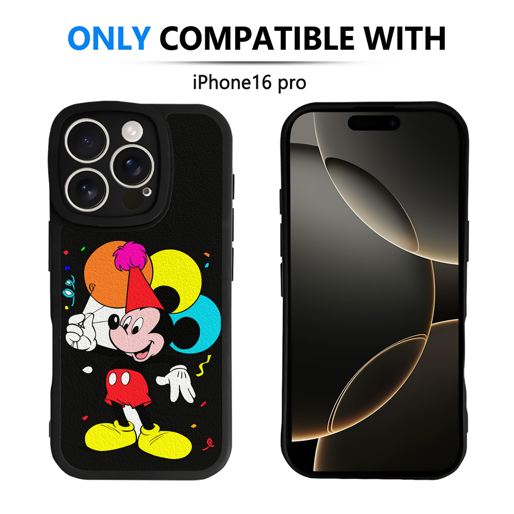 （画像用） ミッキーマウス Mickey Mouse 【iPhone 16シリーズ対応】シリコンスマホケース（レザー調） 材質：シリコン